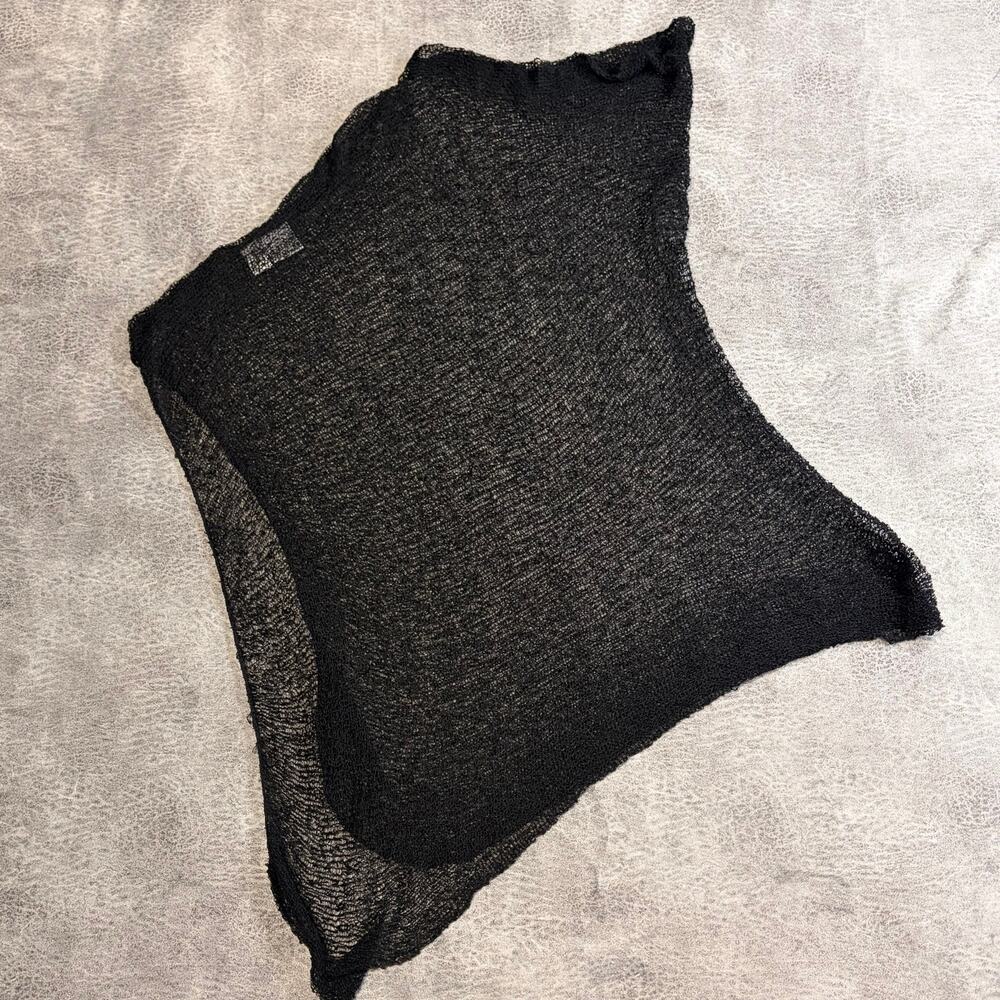 Black Open Knit Woven Shawl